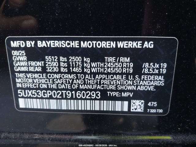BMW X3 30 Xdrive 2026 5UX53GP02T9160293 Image 9