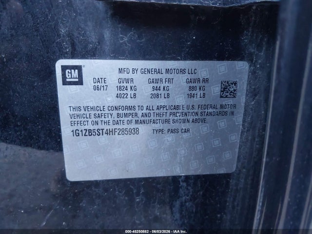 Продаж на аукціоні авто 2017 Chevrolet Malibu Ls, vin: 1G1ZB5ST4HF285938, номер лоту: 45250882