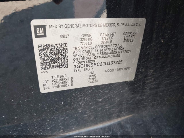 Aukcja sprzedaży 2018 Chevrolet Silverado 1500 1lz, vin: 3GCUKSEC2JG167225, numer aukcji: 45250902