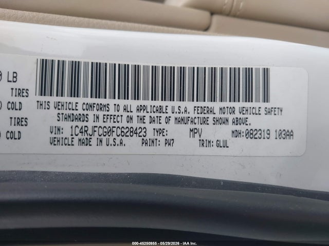 Jeep Grand Cherokee Overland 2015 1C4RJFCG0FC628423 Image 9