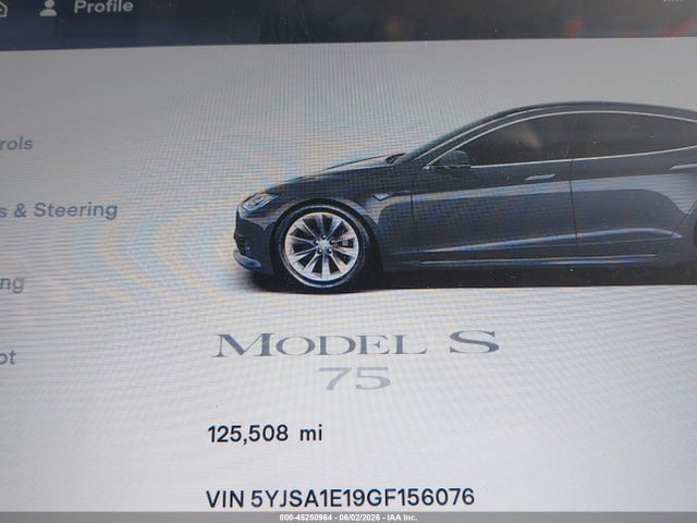 45250964 :رقم المزاد ، 5YJSA1E19GF156076 vin ، 2016 Tesla Model S 60/70/75/85 مزاد بيع