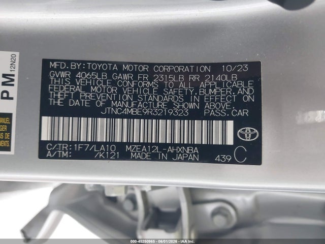 Aukcja sprzedaży 2024 Toyota Corolla Xse, vin: JTNC4MBE9R3219323, numer aukcji: 45250965