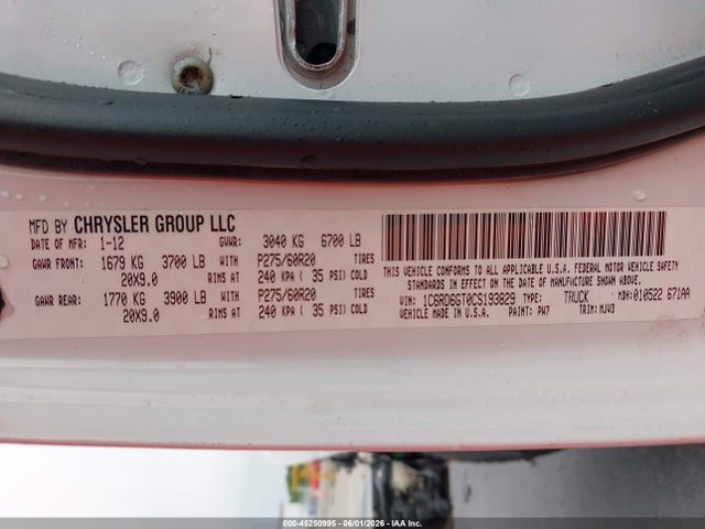 Продажа на аукционе авто 2012 Ram 1500 Slt, vin: 1C6RD6GT0CS193829, номер лота: 45250995