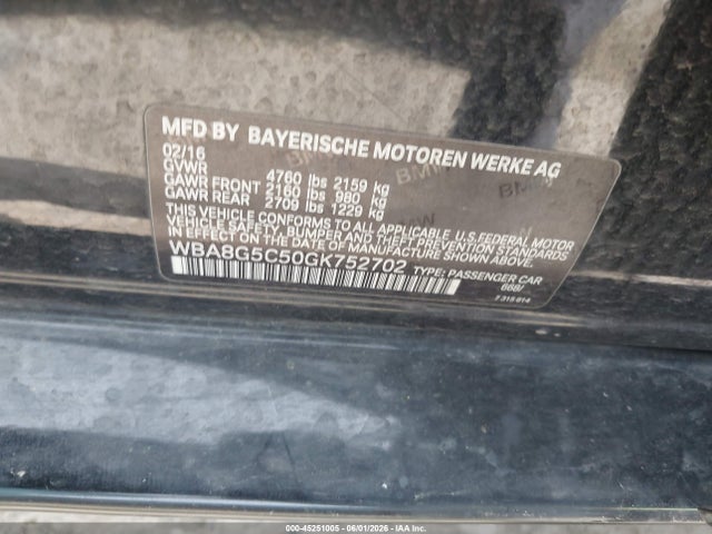 Aukcja sprzedaży 2016 Bmw 328i Xdrive, vin: WBA8G5C50GK752702, numer aukcji: 45251005