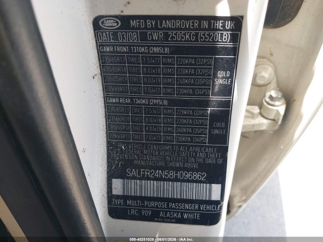 Продажа на аукционе авто 2008 Land Rover Lr2 Hse, vin: SALFR24N58H096862, номер лота: 45251028