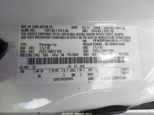 Продажа на аукционе авто 2017 Ford C-max Hybrid Se, vin: 1FADP5AUXHL117337, номер лота: 45251037