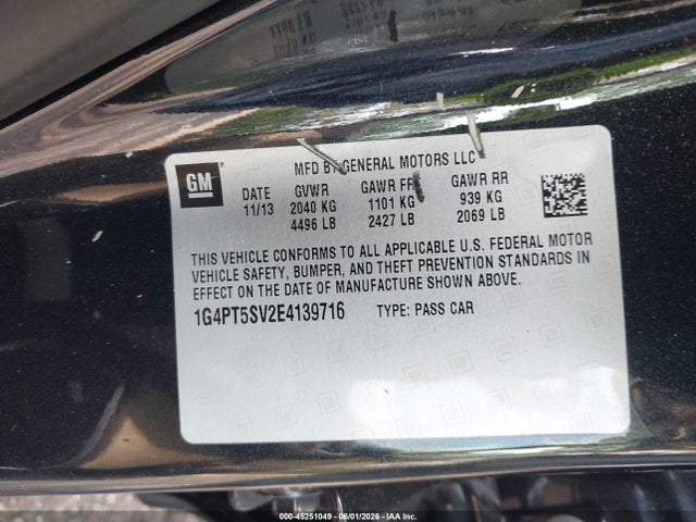 45251049 :رقم المزاد ، 1G4PT5SV2E4139716 vin ، 2014 Buick Verano Premium Group مزاد بيع