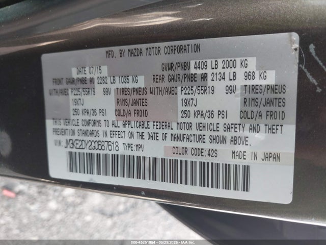 2016 Mazda Cx-5 Grand Touring მანქანა იყიდება აუქციონზე, vin: JM3KE2DY2G0687618, აუქციონის ნომერი: 45251054