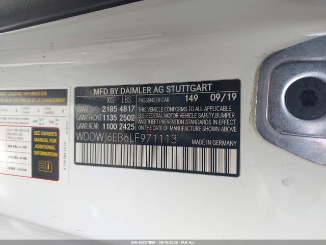 2020 Mercedes-benz Amg C 43 4matic მანქანა იყიდება აუქციონზე, vin: WDDWJ6EB6LF971113, აუქციონის ნომერი: 45251056