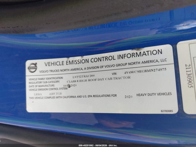 Продажа на аукционе авто 2021 Volvo Vnr, vin: 4V4WC9EG8MN274975, номер лота: 45251062