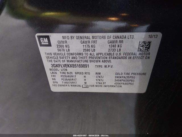 GMC Terrain Sle-1 2014 2GKFLVEKXE6169891 Image 9