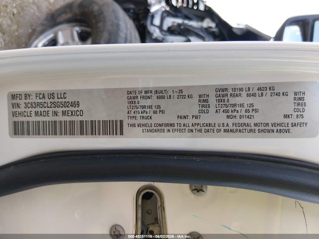 2025 Ram 2500 Tradesman  4x4 6'4 Box მანქანა იყიდება აუქციონზე, vin: 3C63R5CL2SG502469, აუქციონის ნომერი: 45251115