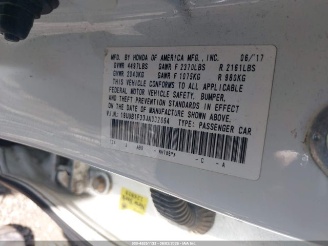45251133 :رقم المزاد ، 19UUB1F33JA002664 vin ، 2018 Acura Tlx مزاد بيع