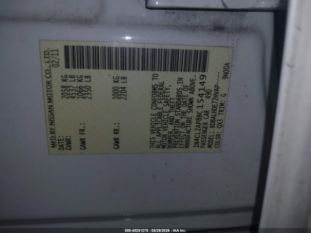 Aukcja sprzedaży 2011 Nissan Altima Hybrid, vin: 1N4CL2AP8BC154149, numer aukcji: 45251270