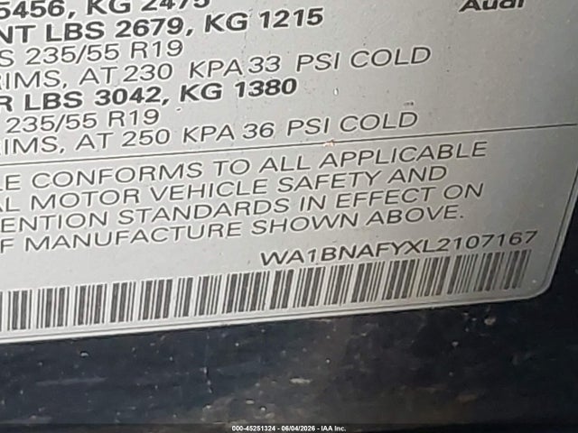Продаж на аукціоні авто 2020 Audi Q5 Premium Plus 45 Tfsi Quattro S Tronic, vin: WA1BNAFYXL2107167, номер лоту: 45251324