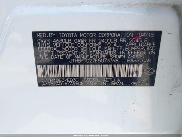 JTHBF1D27F5073398 Lexus IS 250