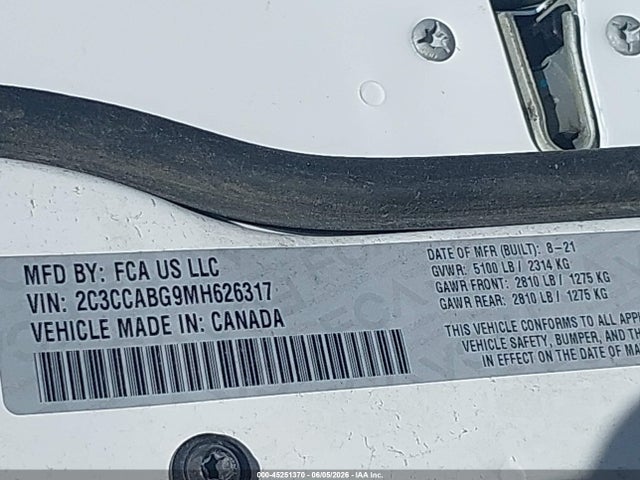 Aukcja sprzedaży 2021 Chrysler 300 300s, vin: 2C3CCABG9MH626317, numer aukcji: 45251370