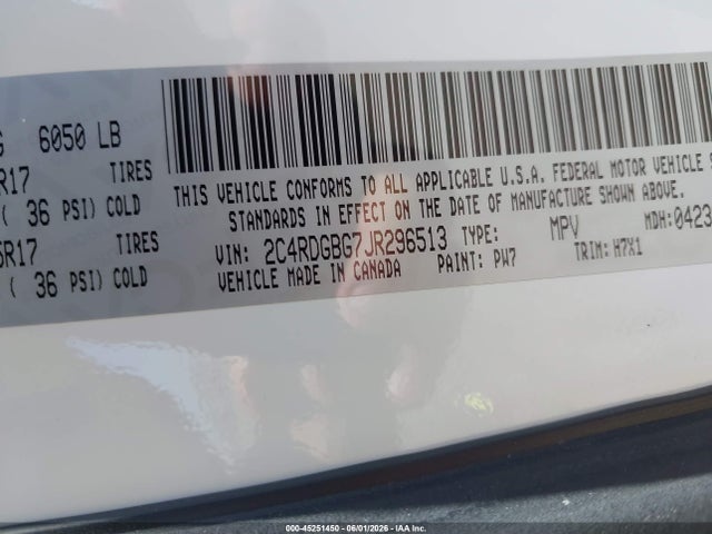 2C4RDGBG7JR296513 Dodge Grand Caravan Se