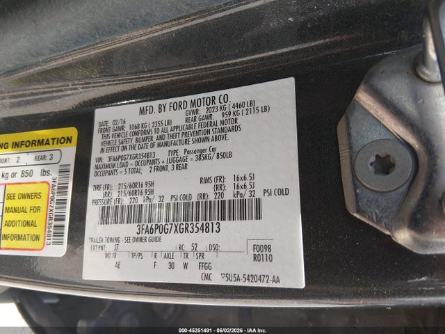 Ford FUSION S 2016 3FA6P0G7XGR354813 Image 9