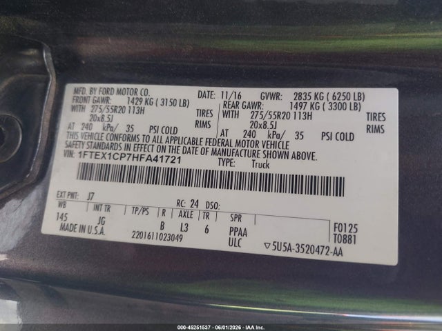 Ford F-150 Xl 2017 1FTEX1CP7HFA41721 Image 9