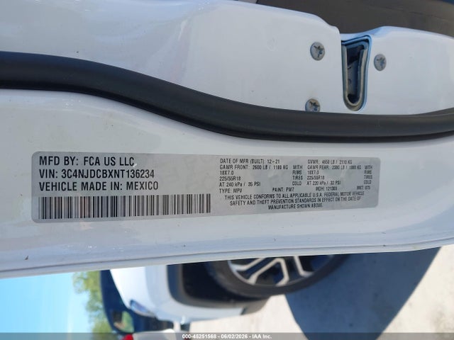 45251568 :رقم المزاد ، 3C4NJDCBXNT136234 vin ، 2022 Jeep Compass Limited 4x4 مزاد بيع