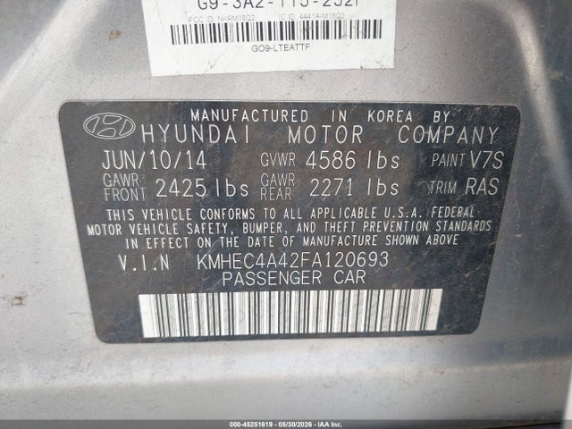 Hyundai SONATA HYBRID 2015 KMHEC4A42FA120693 Image 9