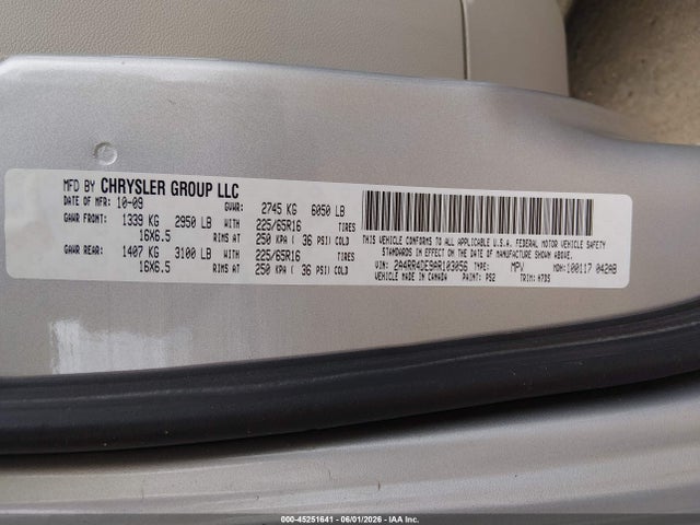 Продажа на аукционе авто 2010 Chrysler Town & Country Lx, vin: 2A4RR4DE9AR103056, номер лота: 45251641