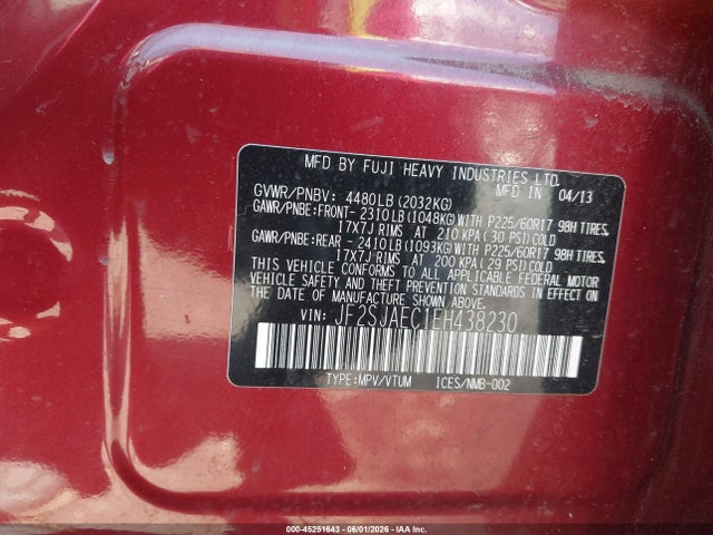 JF2SJAEC1EH438230 Subaru Forester 2.5i Premium