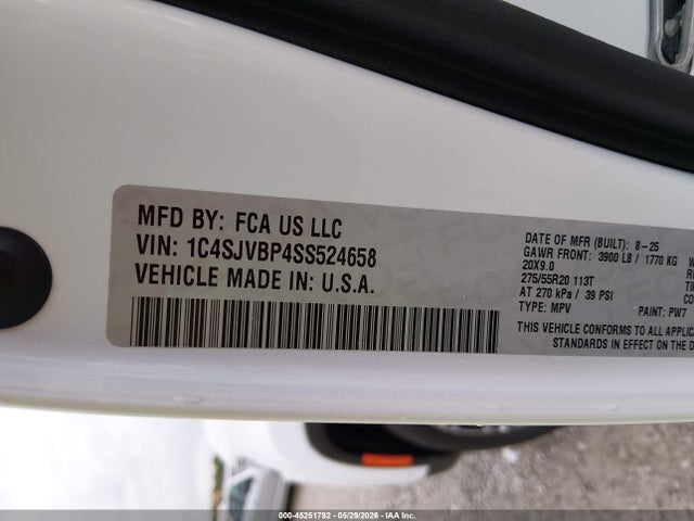 Продаж на аукціоні авто 2025 Jeep Wagoneer Carbide 4x4, vin: 1C4SJVBP4SS524658, номер лоту: 45251792