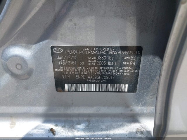5NPDH4AE9GH709017 Hyundai ELANTRA SE