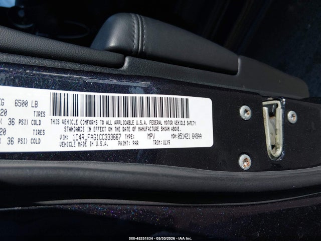 2012 Jeep Grand Cherokee Laredo მანქანა იყიდება აუქციონზე, vin: 1C4RJFAG1CC333667, აუქციონის ნომერი: 45251834