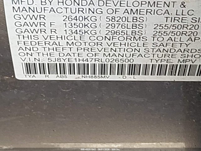 45251843 :رقم المزاد ، 5J8YE1H47RL026500 vin ، 2024 Acura Mdx Technology Package مزاد بيع