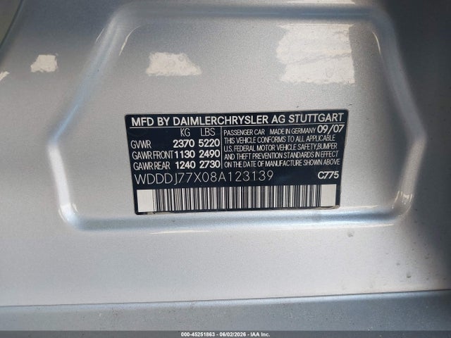 45251863 :رقم المزاد ، WDDDJ77X08A123139 vin ، 2008 Mercedes-benz Cls 63 Amg مزاد بيع
