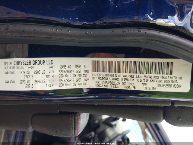 Продаж на аукціоні авто 2014 Jeep Cherokee Trailhawk, vin: 1C4PJMBB1EW291467, номер лоту: 45251865