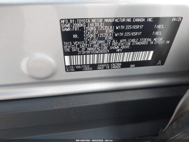 Toyota RAV4 LE 2025 2T3H1RFV5SW390924 Image 9