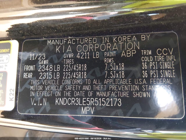 Продажа на аукционе авто 2024 Kia Niro Ex Touring, vin: KNDCR3LE5R5152173, номер лота: 45251895