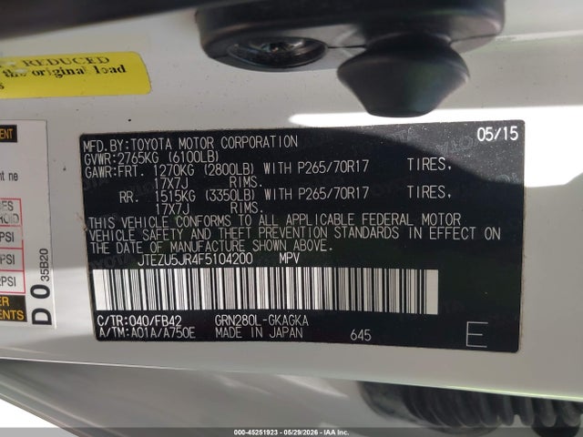 JTEZU5JR4F5104200 Toyota 4RUNNER SR5