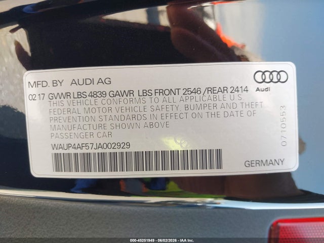 Aukcja sprzedaży 2018 Audi S5 3.0t Premium Plus, vin: WAUP4AF57JA002929, numer aukcji: 45251949