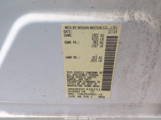 Aukcja sprzedaży 2015 Nissan Leaf S, vin: 1N4AZ0CP1FC320251, numer aukcji: 45252050