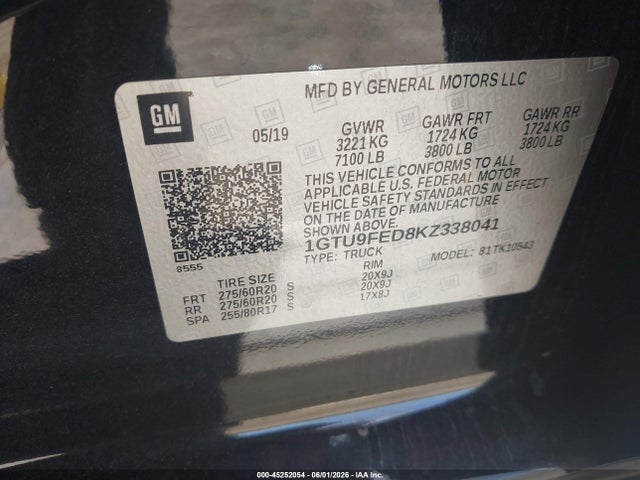 GMC Sierra 1500 Denali 2019 1GTU9FED8KZ338041 Image 9