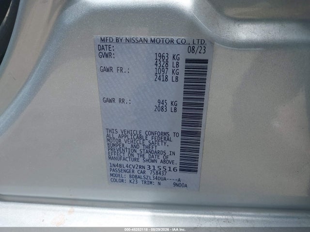 Nissan Altima Sr Fwd 2024 1N4BL4CV2RN315516 Image 9