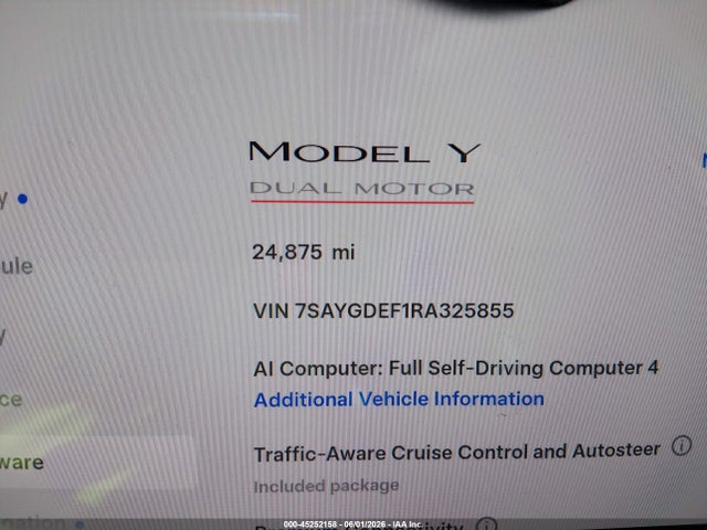 Aukcja sprzedaży 2024 Tesla Model Y Performance Dual Motor All-wheel Drive, vin: 7SAYGDEF1RA325855, numer aukcji: 45252158