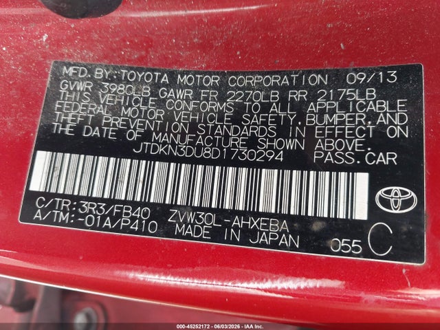 Aukcja sprzedaży 2013 Toyota Prius Five/four/three/three Se/two, vin: JTDKN3DU8D1730294, numer aukcji: 45252172