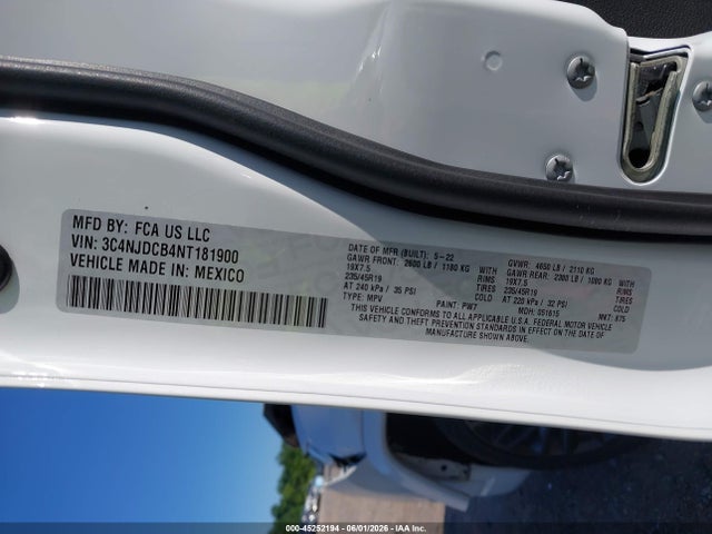 Aukcja sprzedaży 2022 Jeep Compass Limited, vin: 3C4NJDCB4NT181900, numer aukcji: 45252194