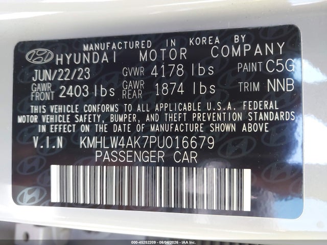 Aukcja sprzedaży 2023 Hyundai Elantra N, vin: KMHLW4AK7PU016679, numer aukcji: 45252209