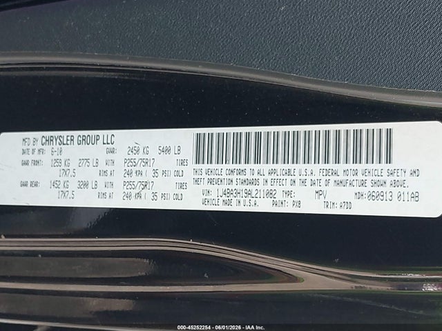 Продажа на аукционе авто 2010 Jeep Wrangler Unlimited Sport, vin: 1J4BA3H19AL211082, номер лота: 45252254