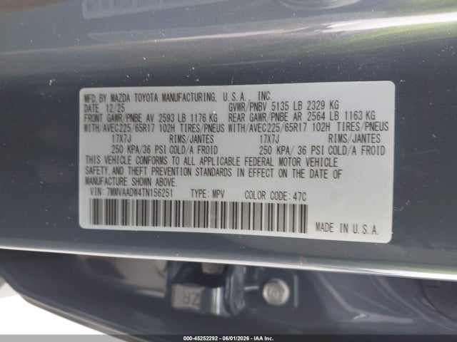 Aukcja sprzedaży 2026 Mazda Cx-50 Hybrid Premium, vin: 7MMVAADW4TN156251, numer aukcji: 45252292