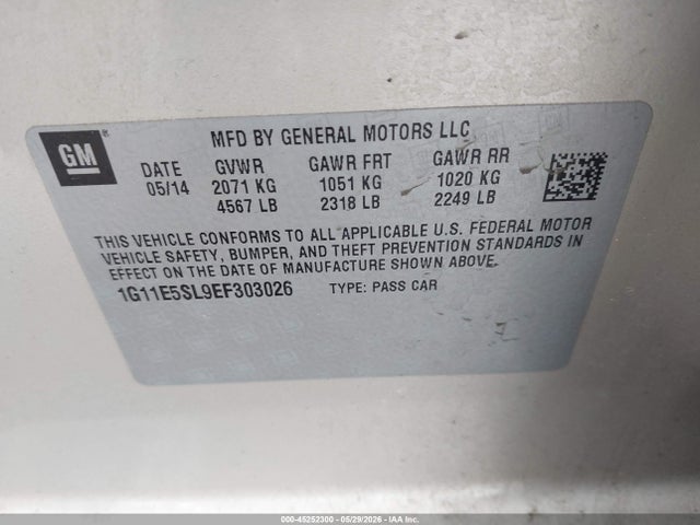1G11E5SL9EF303026 Chevrolet MALIBU 2LT