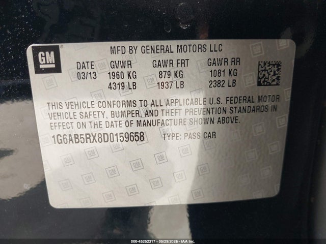 Продаж на аукціоні авто 2013 Cadillac Ats Luxury, vin: 1G6AB5RX8D0159658, номер лоту: 45252317