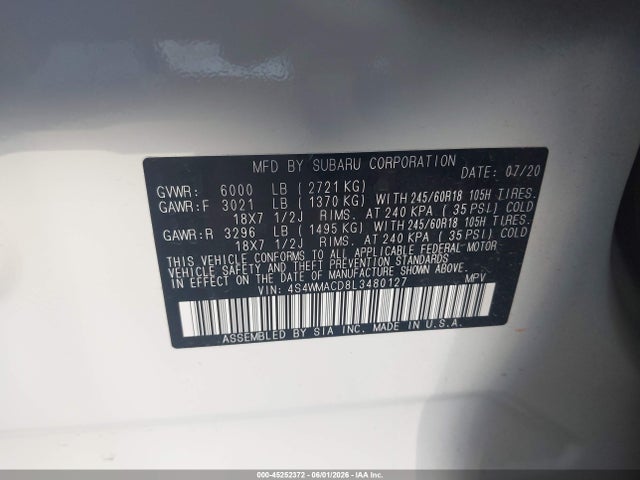 Subaru Ascent Premium 2020 4S4WMACD8L3480127 Image 9